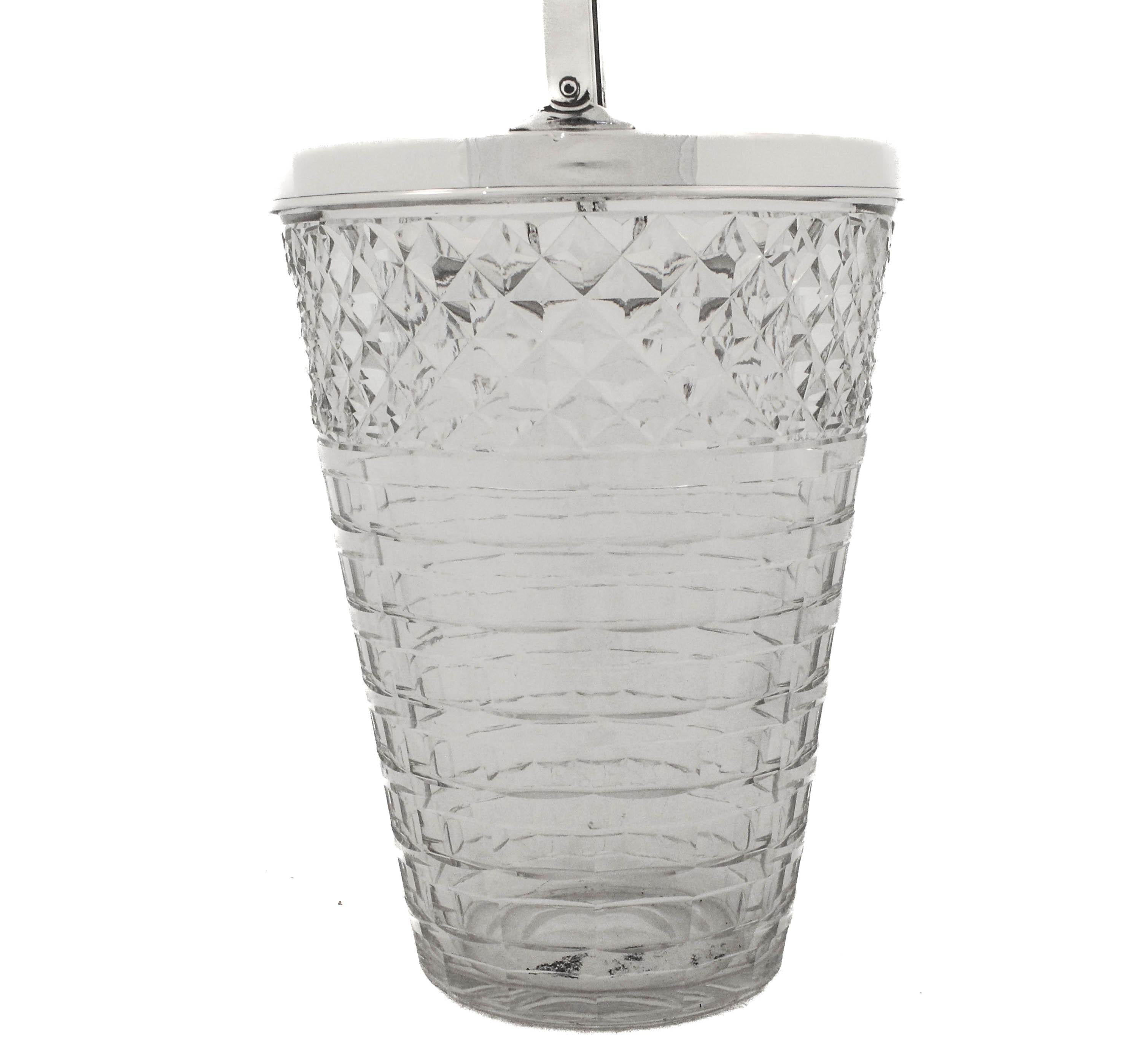 Cubitera de Plata de Ley y Cristal principios del siglo XX en venta