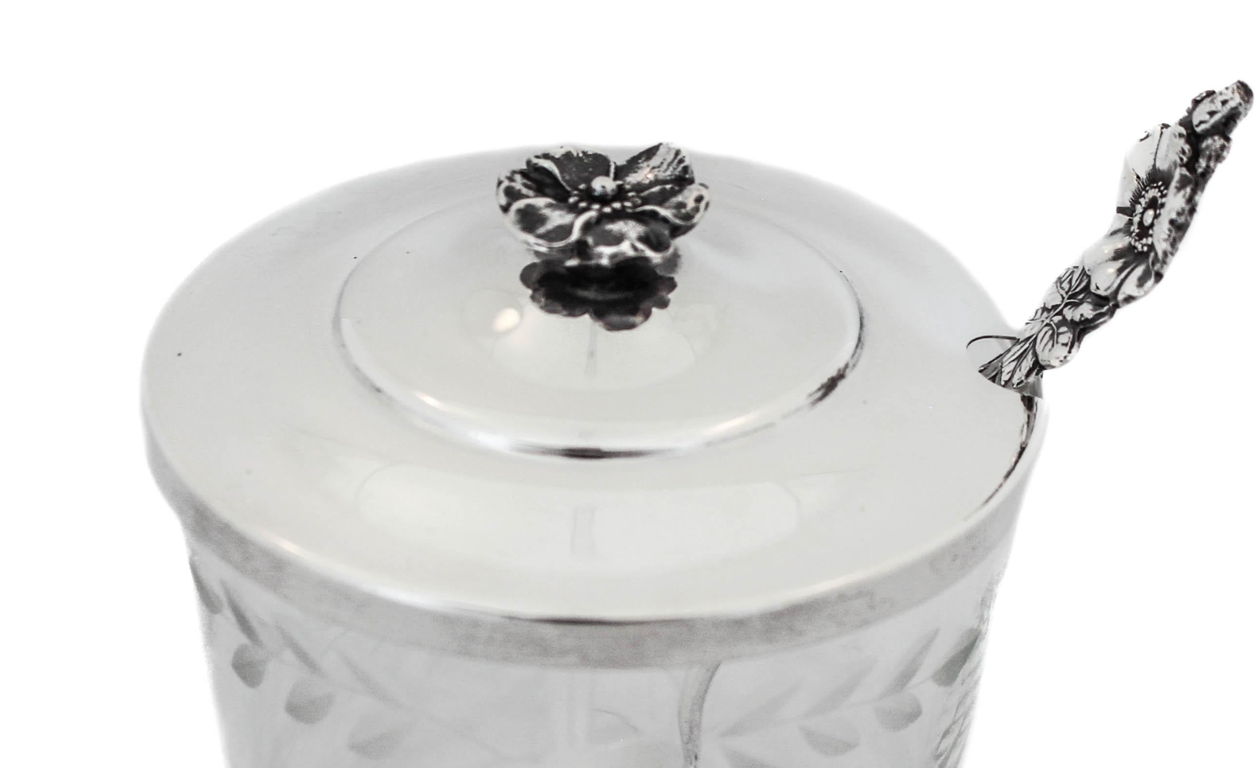 Sterling Silver & Crystal Jar In Excellent Condition For Sale In Brooklyn, NY
