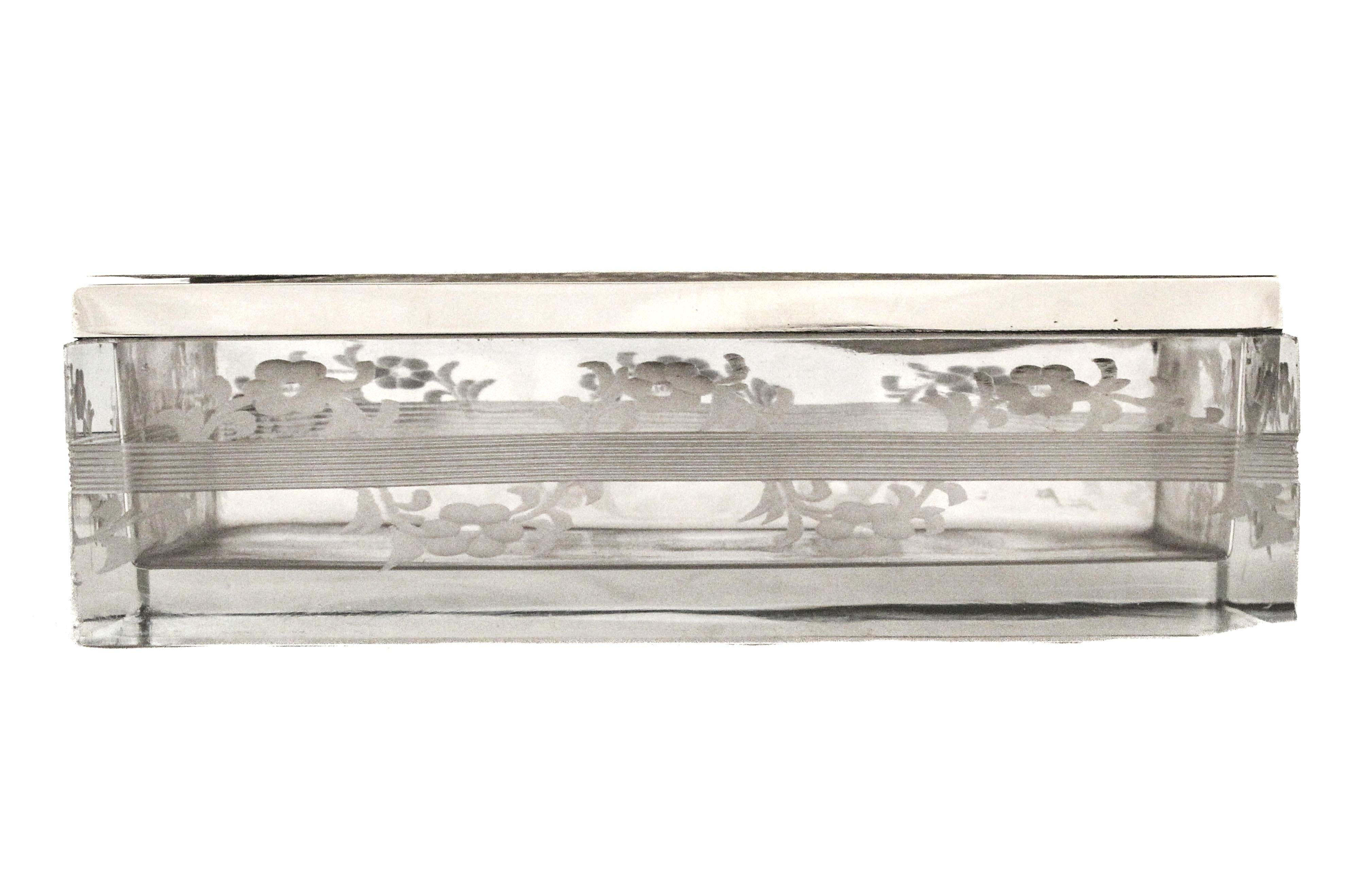 Sterling Silber & Kristall-Schmuckkästchen im Zustand „Hervorragend“ im Angebot in Brooklyn, NY