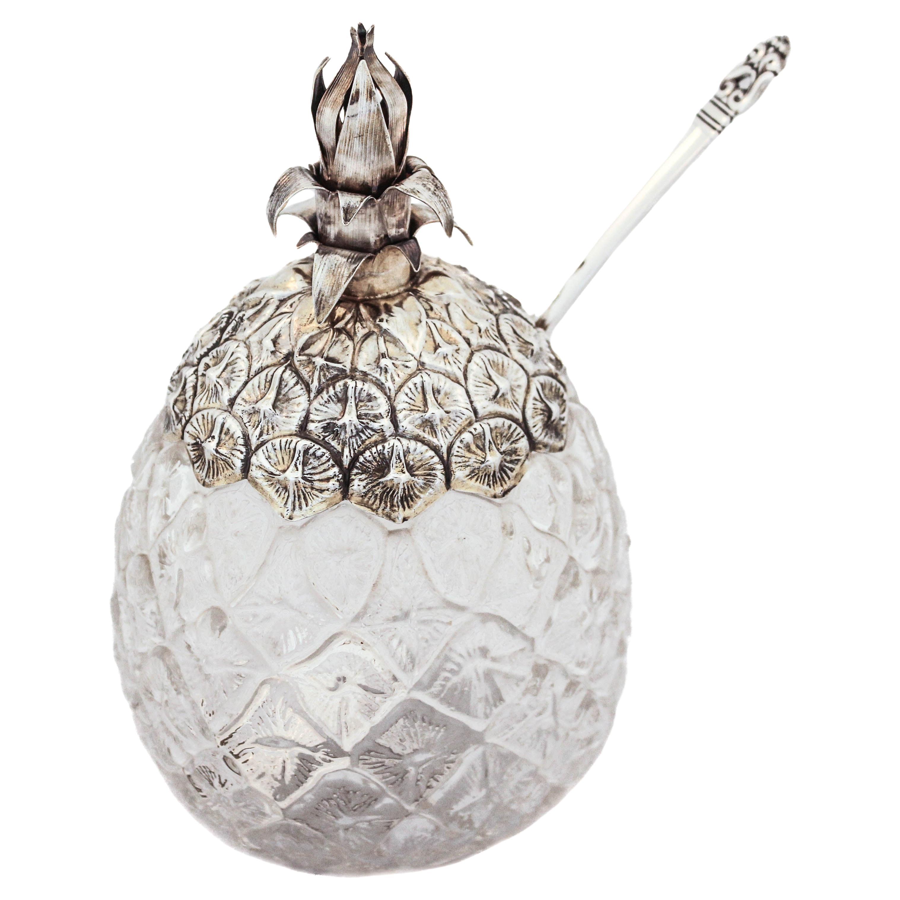 Sterling Silver & Crystal Pineapple Jar