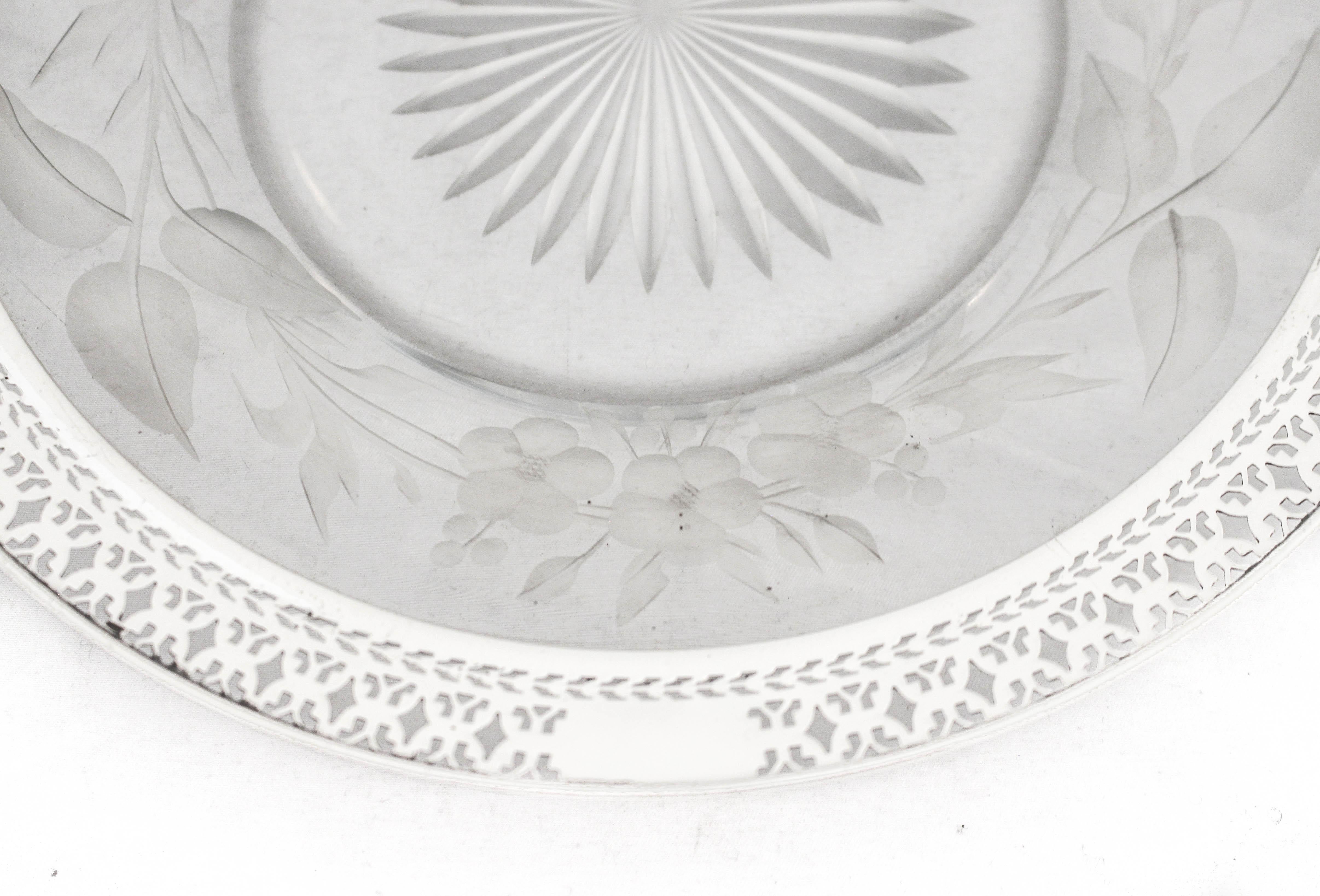Sterling Silver & Crystal Plate In Excellent Condition For Sale In Brooklyn, NY