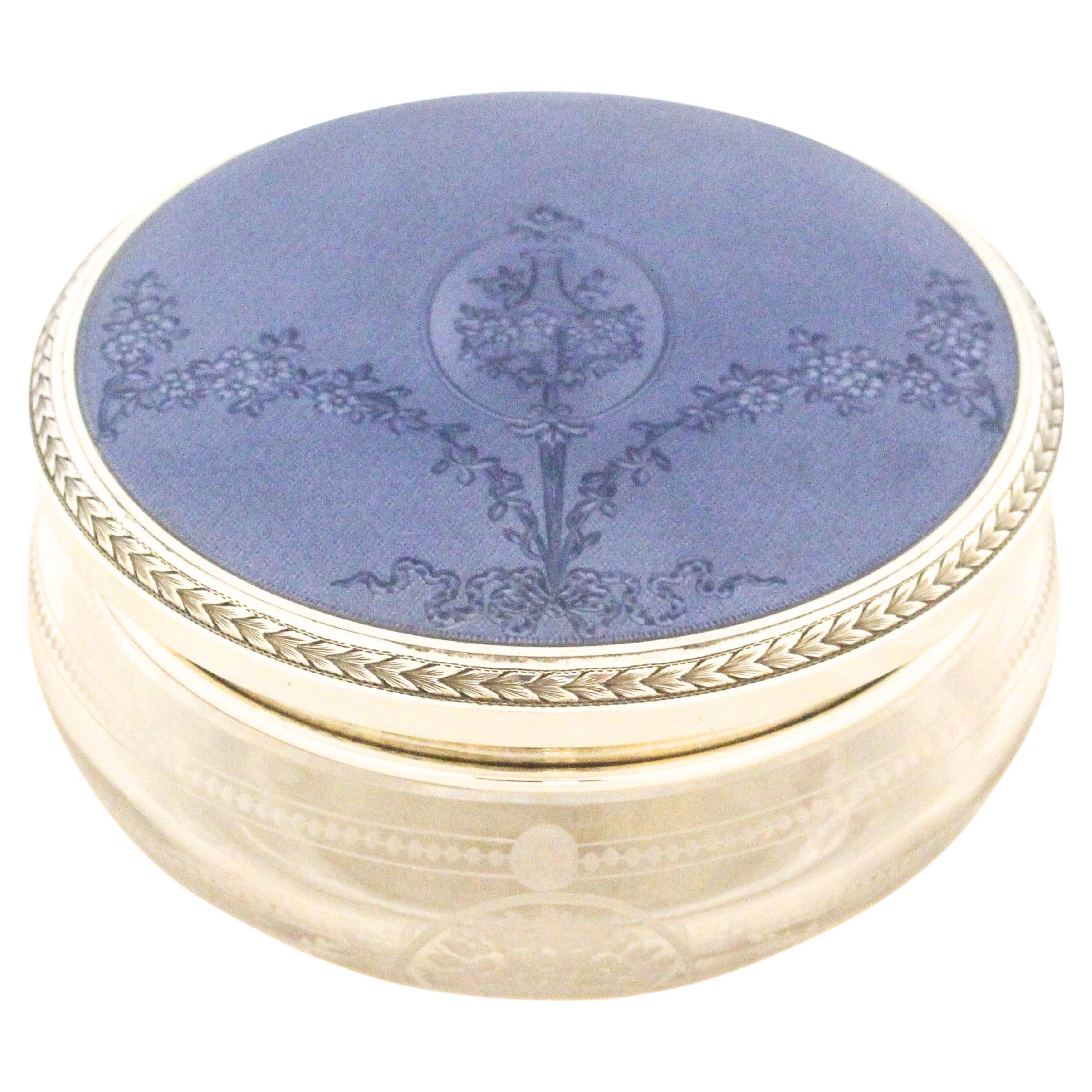 Barattolo per cipria in argento e cristallo