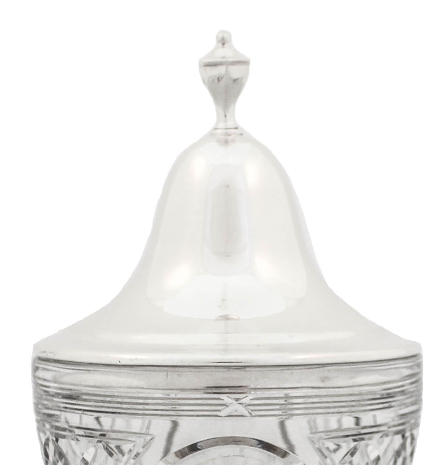 Sterling Silver & Crystal Urn In Excellent Condition For Sale In Brooklyn, NY