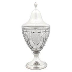 Antique Sterling Silver & Crystal Urn