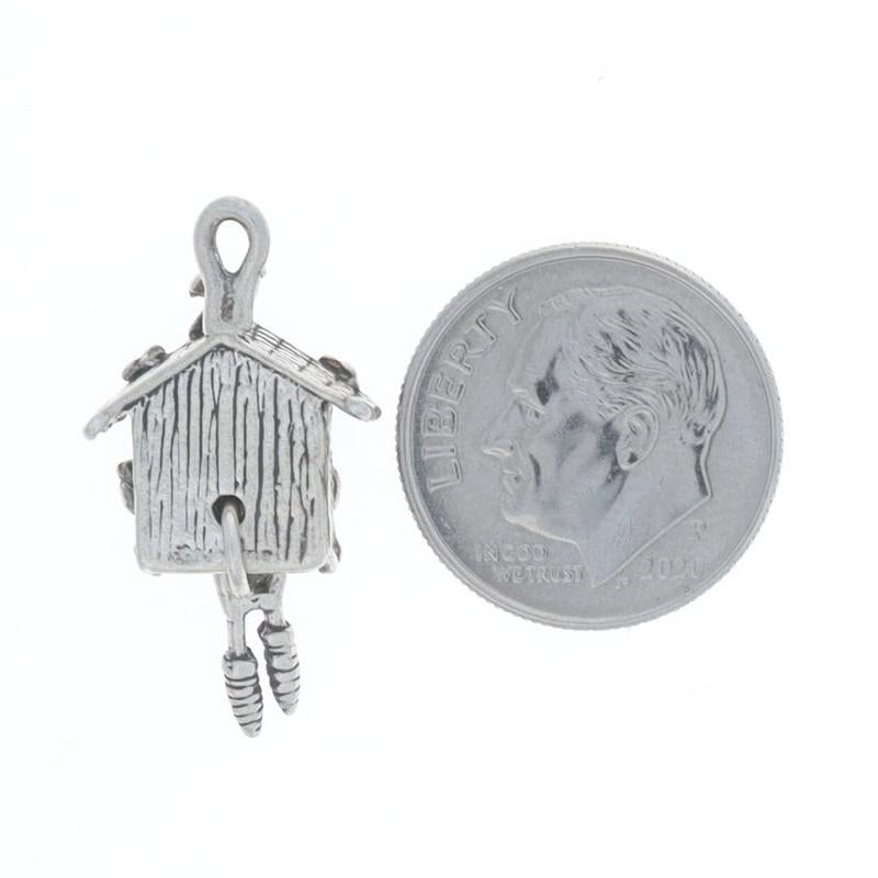 Women's Sterling Silver Cuckoo Clock Charm - 925 Weights Move For Sale