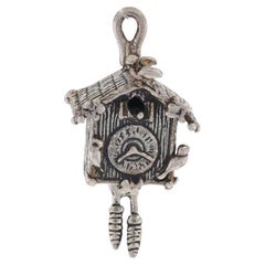Used Sterling Silver Cuckoo Clock Charm - 925 Weights Move