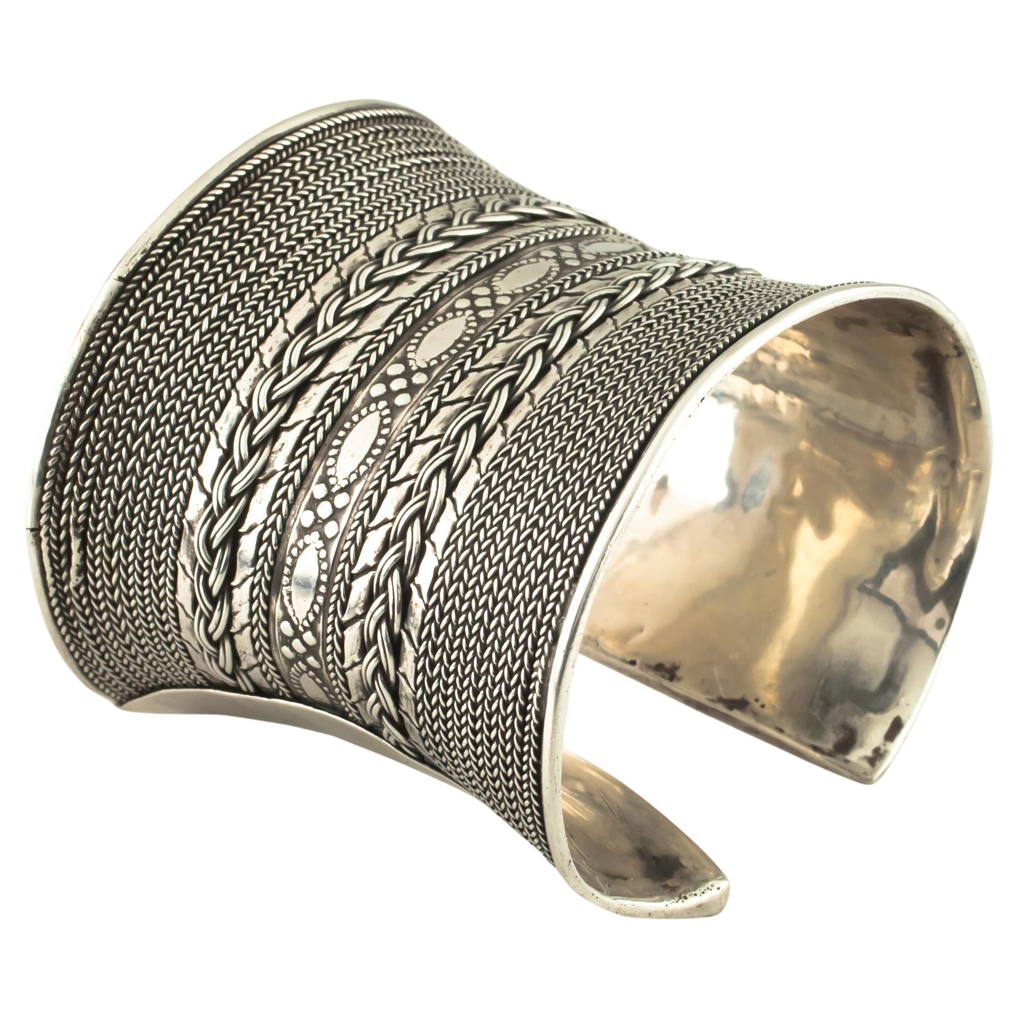 Bracciale in argento sterling con catena e dettagli in filo, misura 6