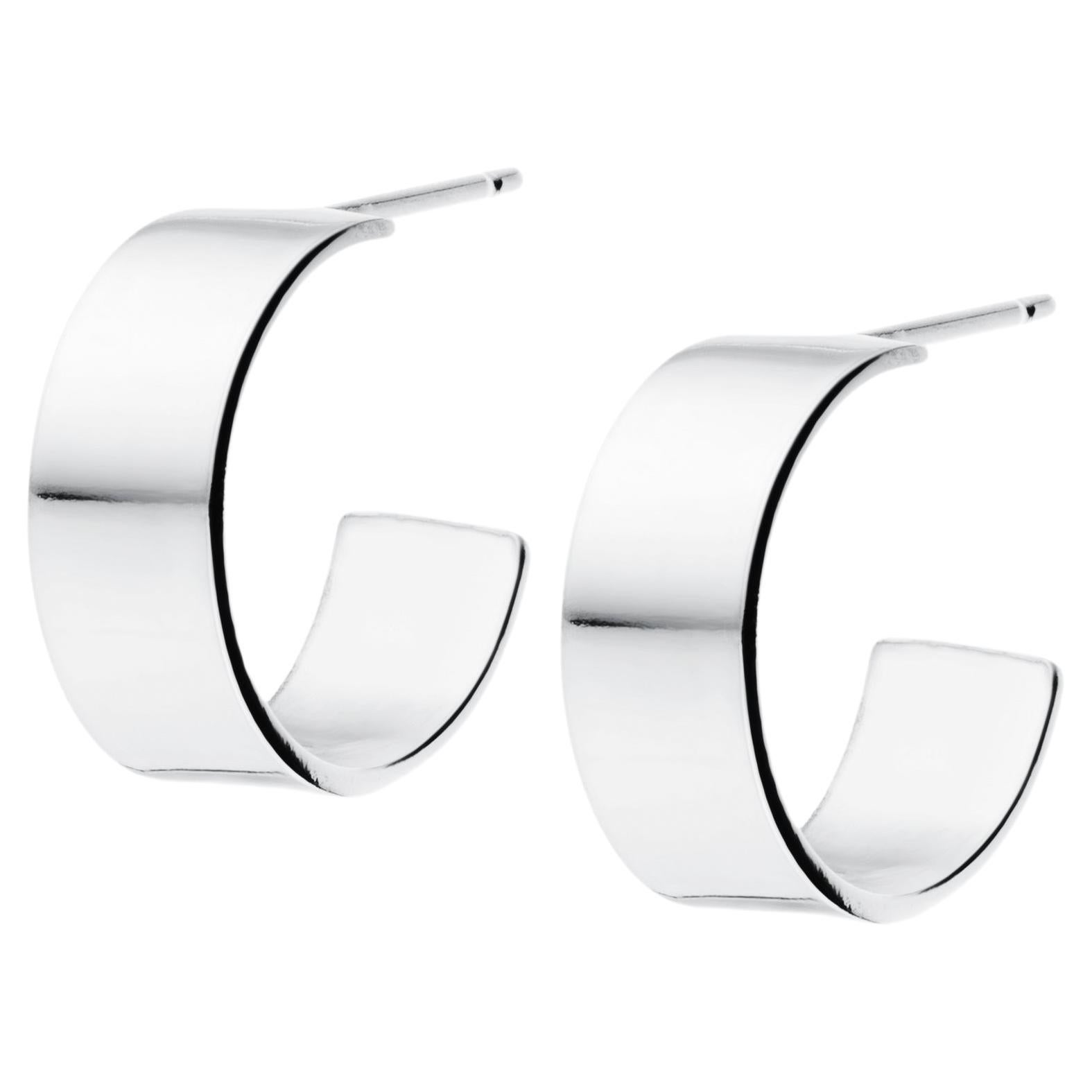 Sterling Silver Cuff Hoop Earrings For Sale