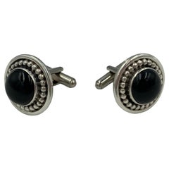 Sterling Silver Cuff Links with Black Onyx Cabochon by Dan Oliver