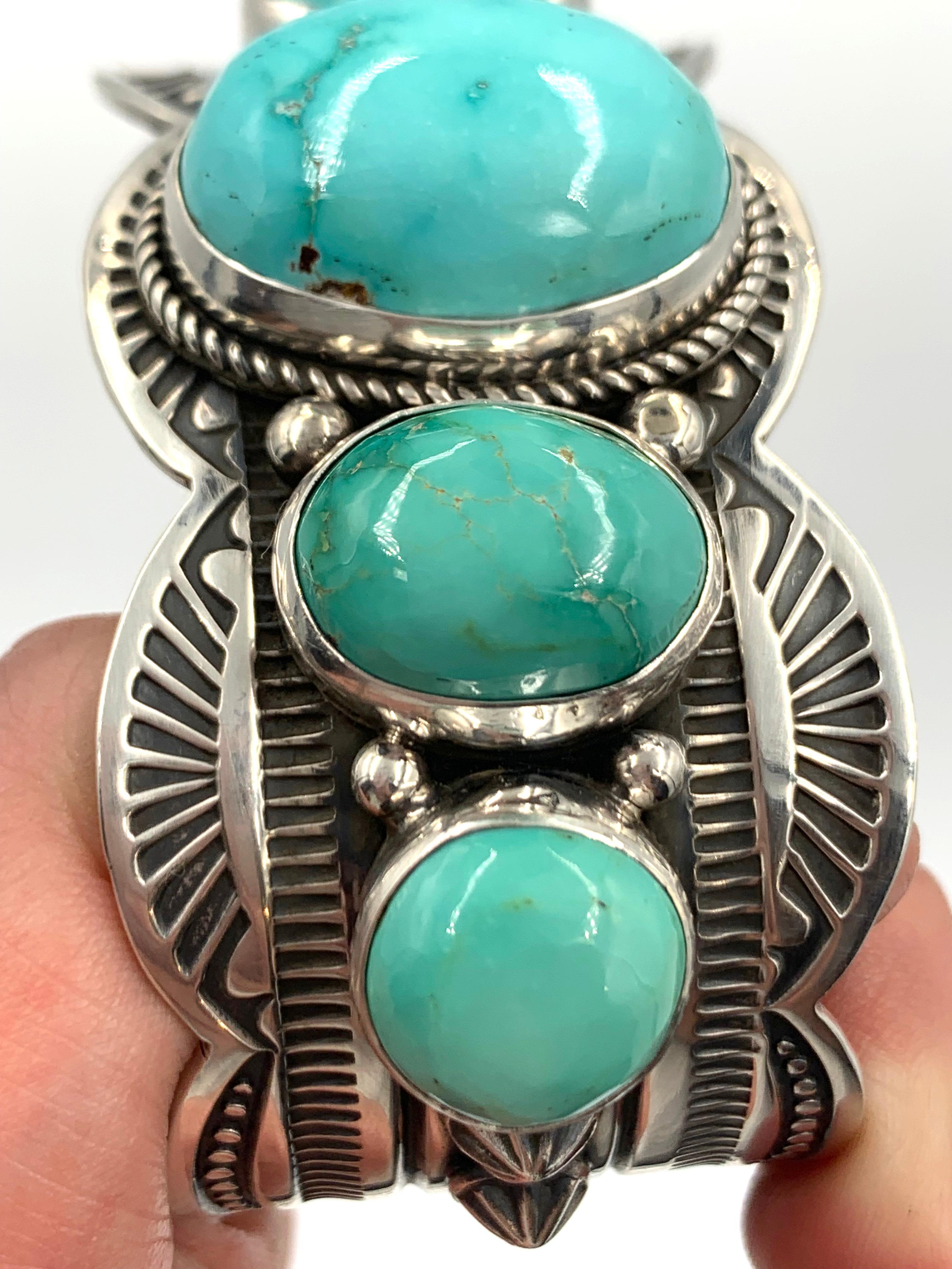 Bracciale in argento con 5 pietre di turchese Fox di Albert Jack & Bruce Eckhardt in vendita 8