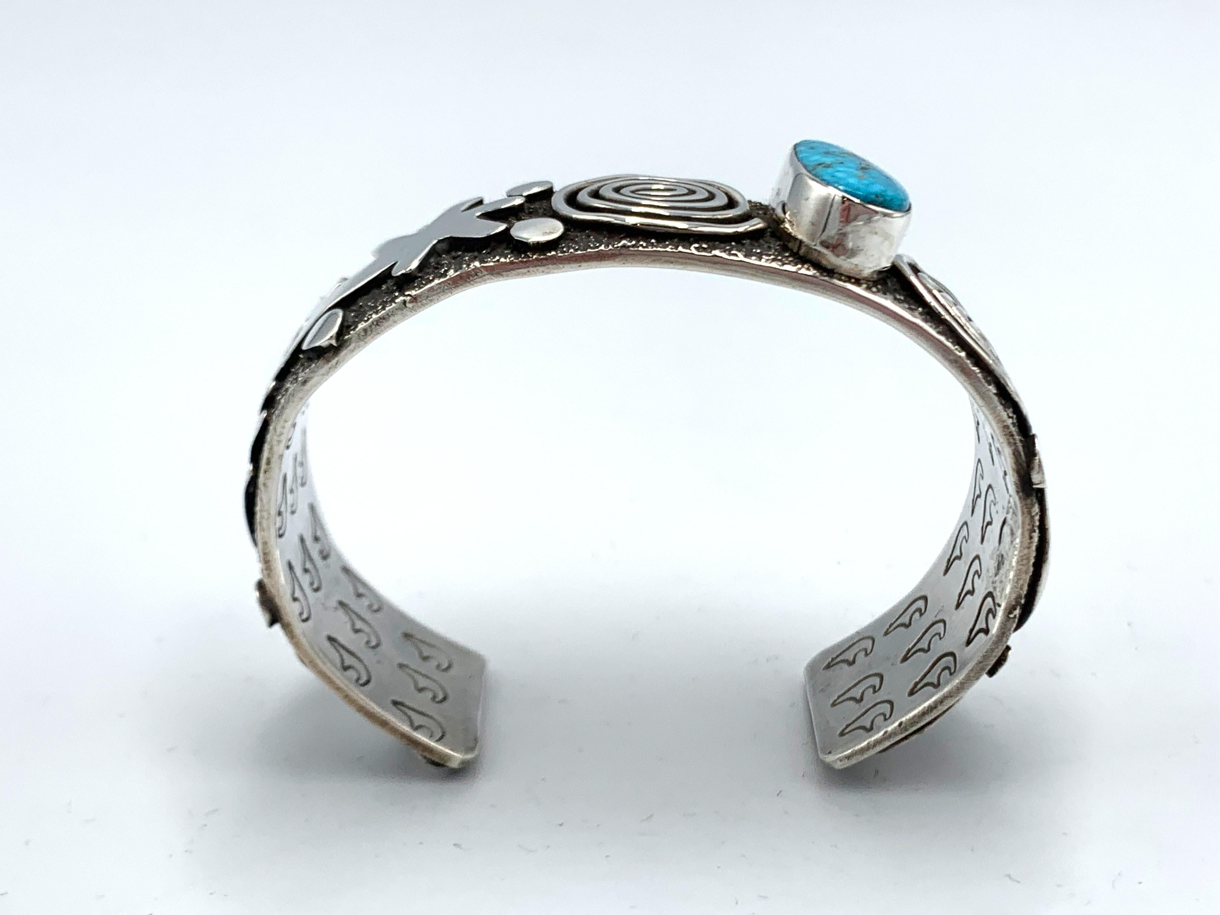 Sterling Silver Cuff with Kingman Turquoise by Alex Sanchez (Navajo and ...
