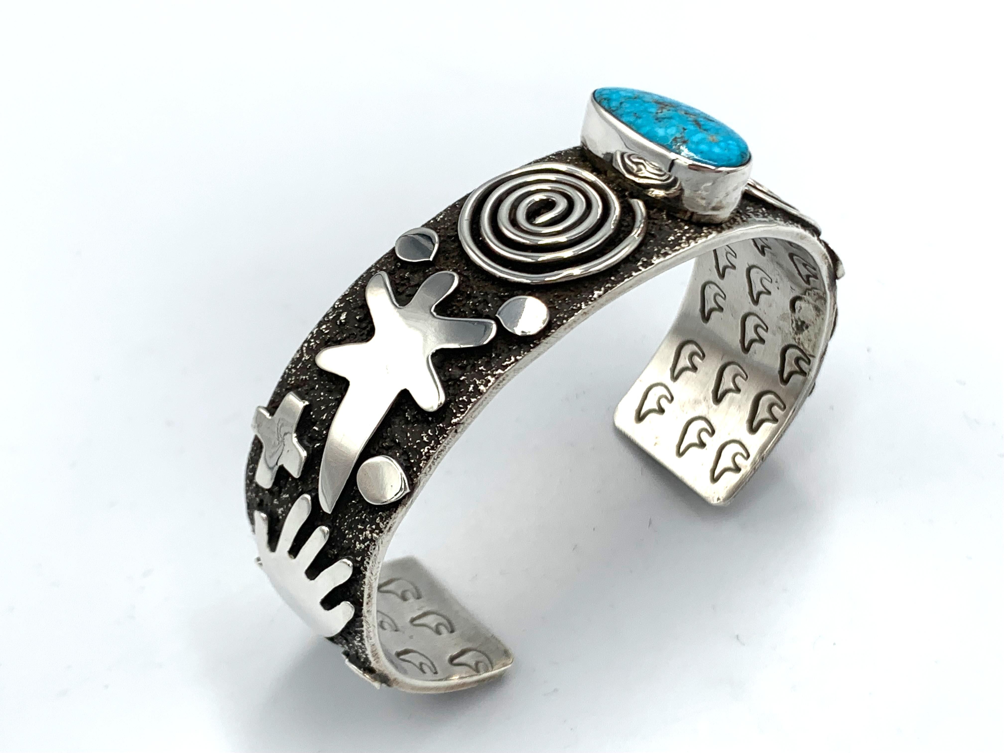 Sterling Silver Cuff with Kingman Turquoise by Alex Sanchez (Navajo and ...