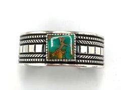 Sterling Silber Manschette mit Royston-Türkis von Darryl Becenti (Navajo)