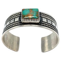 Sterling Silber Manschette mit Royston-Türkis von Darryl Becenti (Navajo)