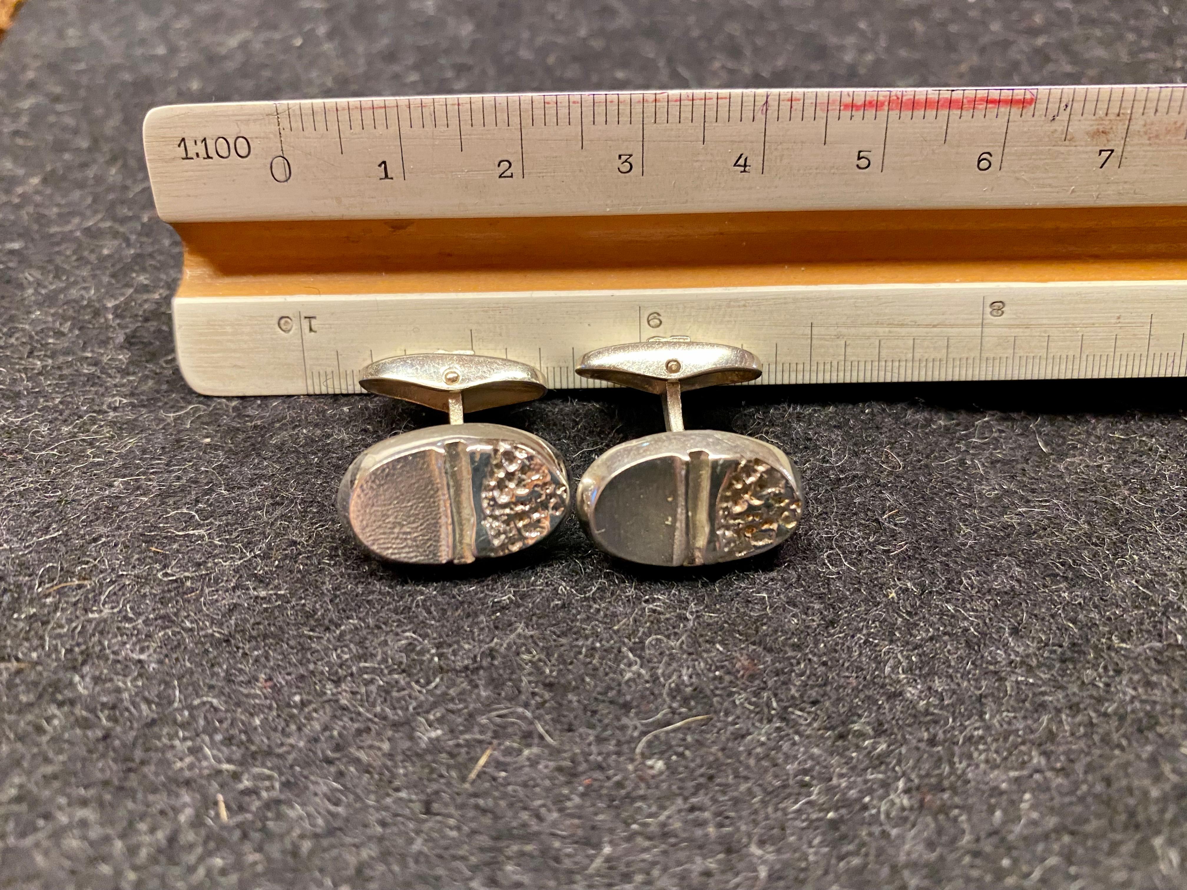 Modernist Sterling Silver Cufflinks Scandinavian Modern For Sale