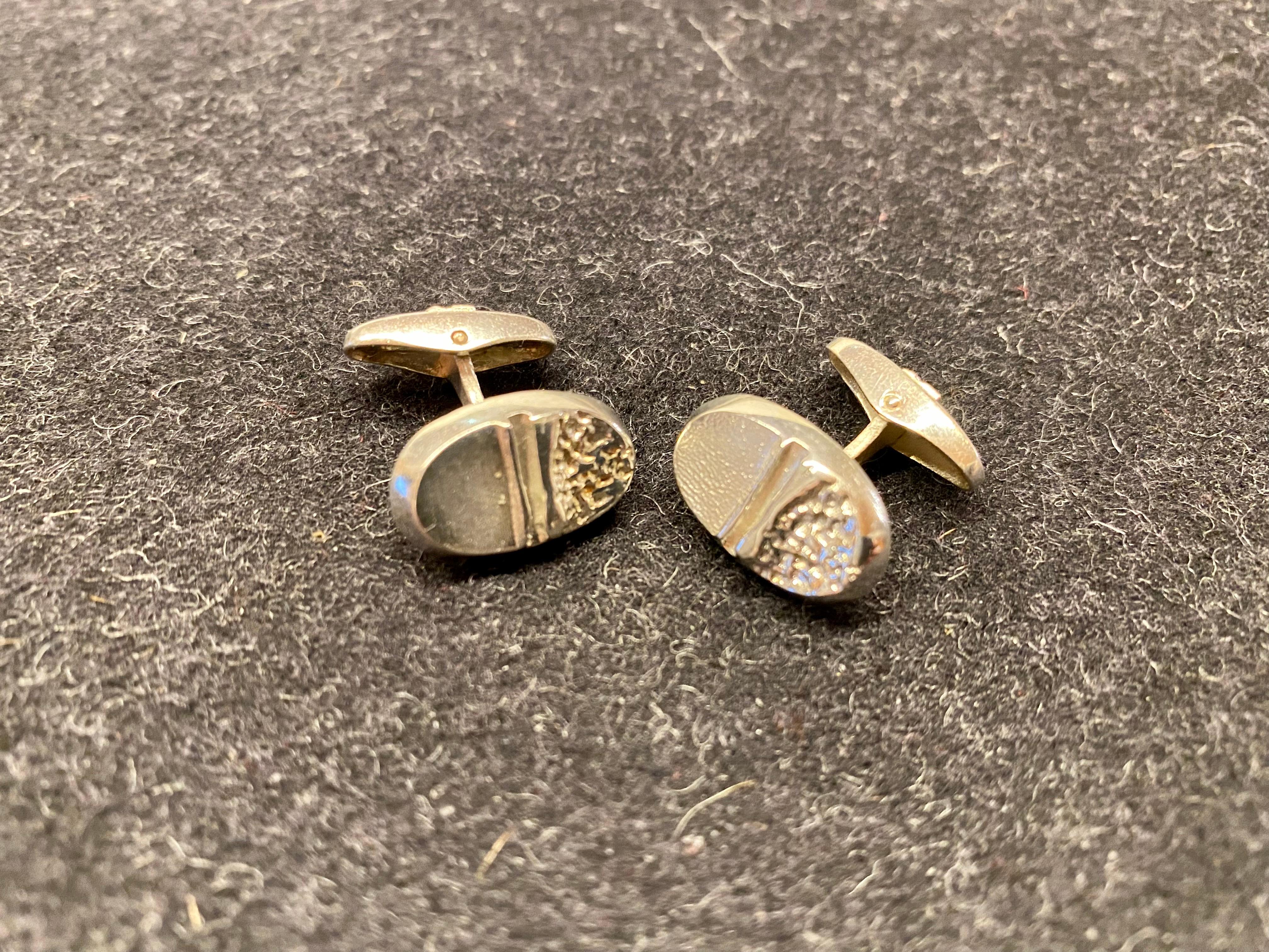 Women's or Men's Sterling Silver Cufflinks Scandinavian Modern For Sale