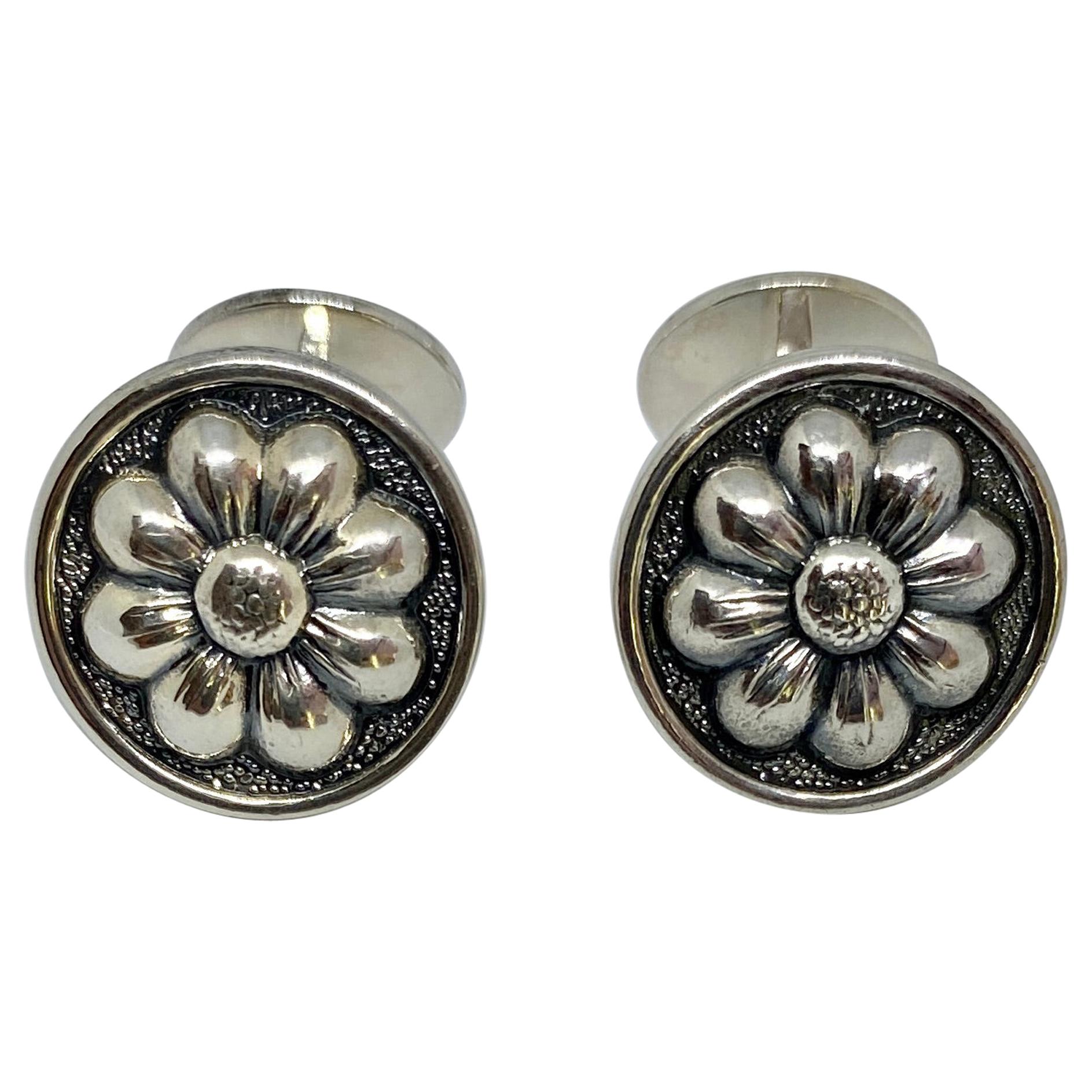 Boutons de manchette en argent sterling à motif classique de Gianmaria Buccellati