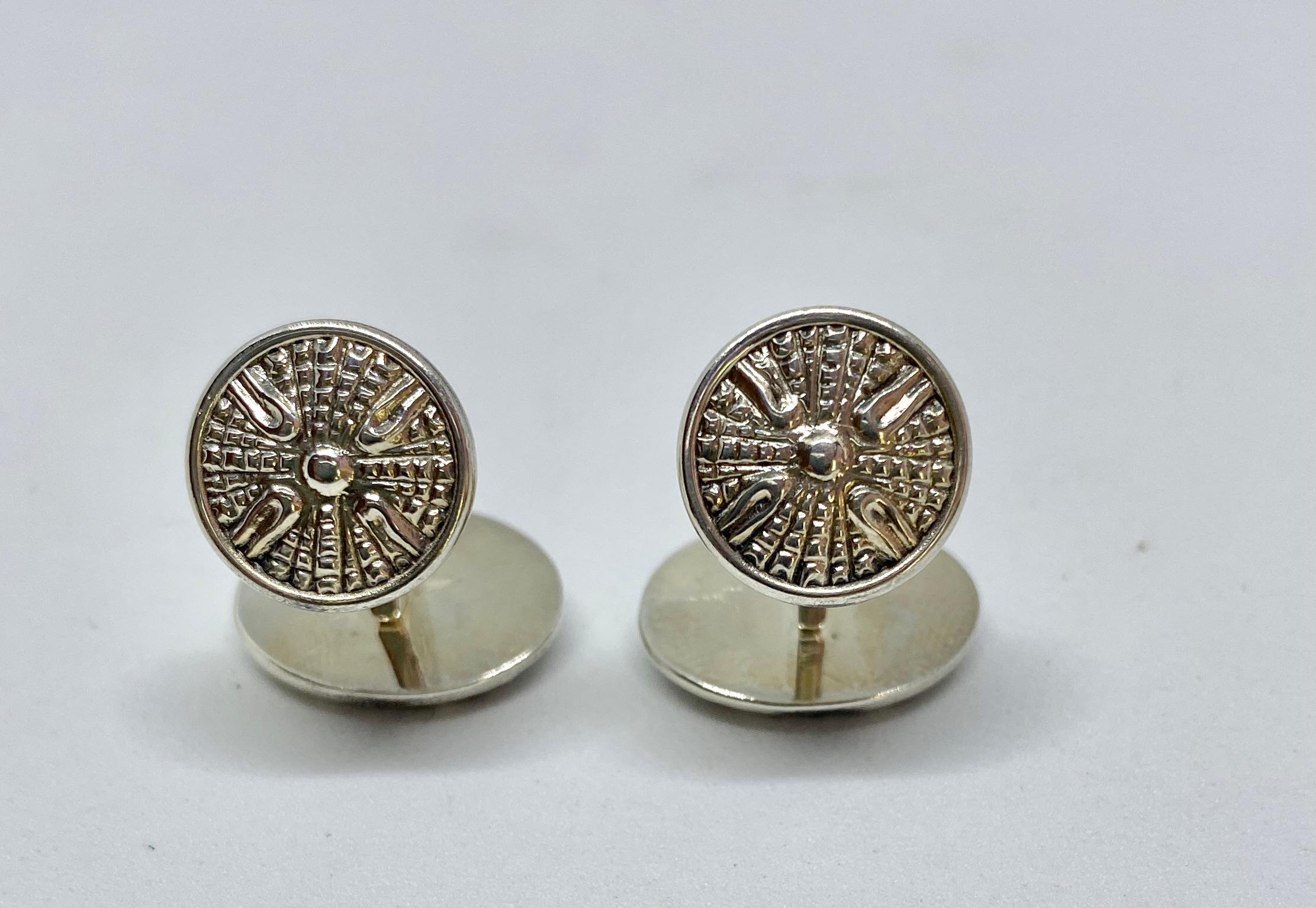 Neoclassical Sterling Silver Cufflinks with Oval Faces by Gianmaria Buccellati For Sale