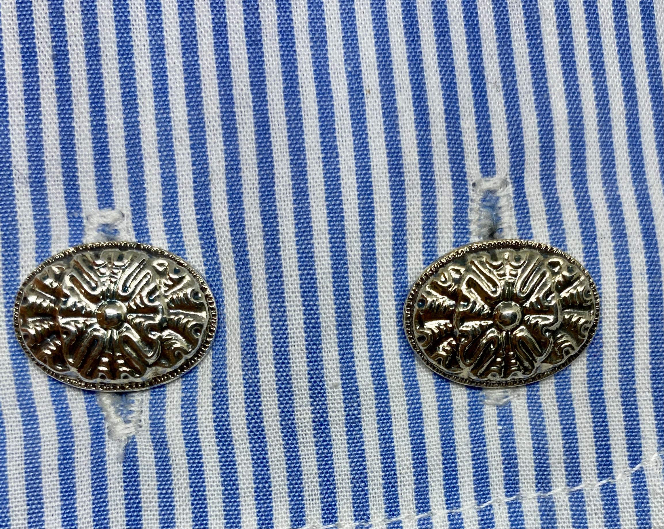 Sterling Silver Cufflinks with Oval Faces by Gianmaria Buccellati In Excellent Condition For Sale In San Rafael, CA