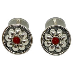 Sterling Silver Cufflinks with Red Agates by Gianmaria Buccellati