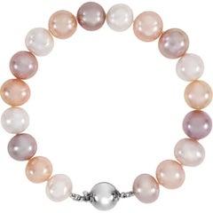 Bracciale in argento sterling con perle d'acqua dolce multicolore coltivate da 7,3/4".
