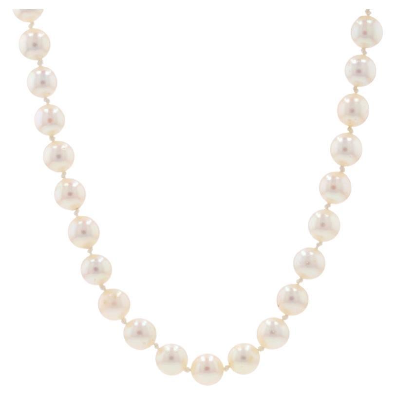 Sterling Silver Cultured Pearl Knotted Strand Necklace 29 1/2" - 925 For Sale