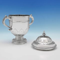 Heavy Cut Card Sterling Silver Cup and Cover from 1937 by Richard Comyns