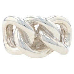Sterling Silver Curb Chain Link Statement Band - 925 Ring