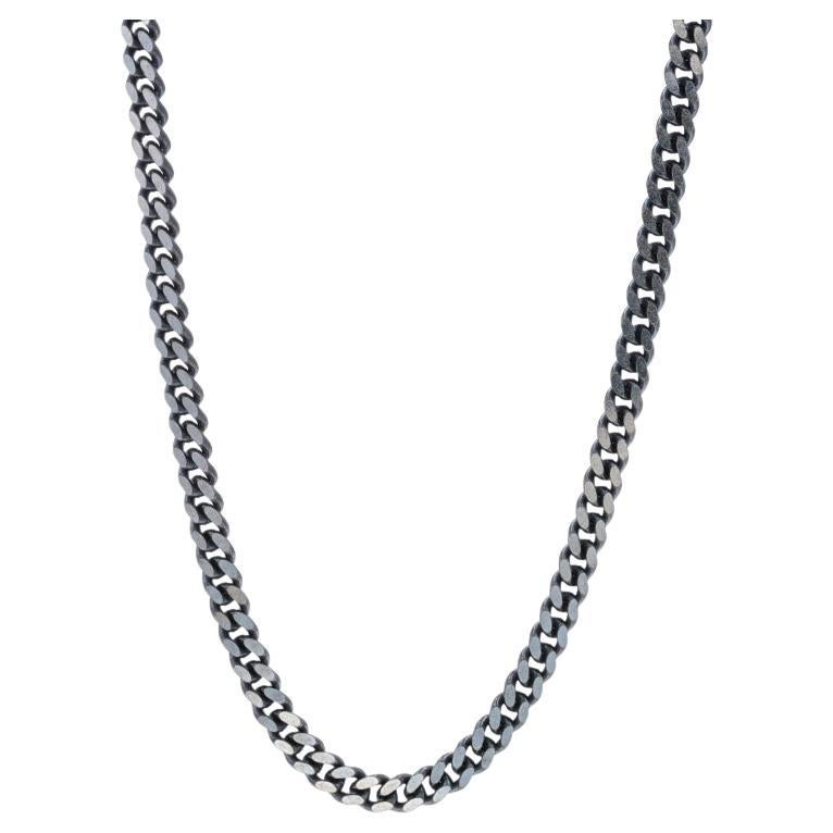 Sterling Silber Curb Kette Herren Halskette 21 3/4" - 925 Italien