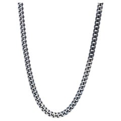 Sterling Silver Curb Chain Men's Necklace 21 3/4" - 925 Italy