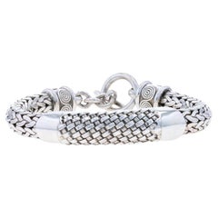 Sterling Silver Curved Bar Bracelet 7 3/4" - 925