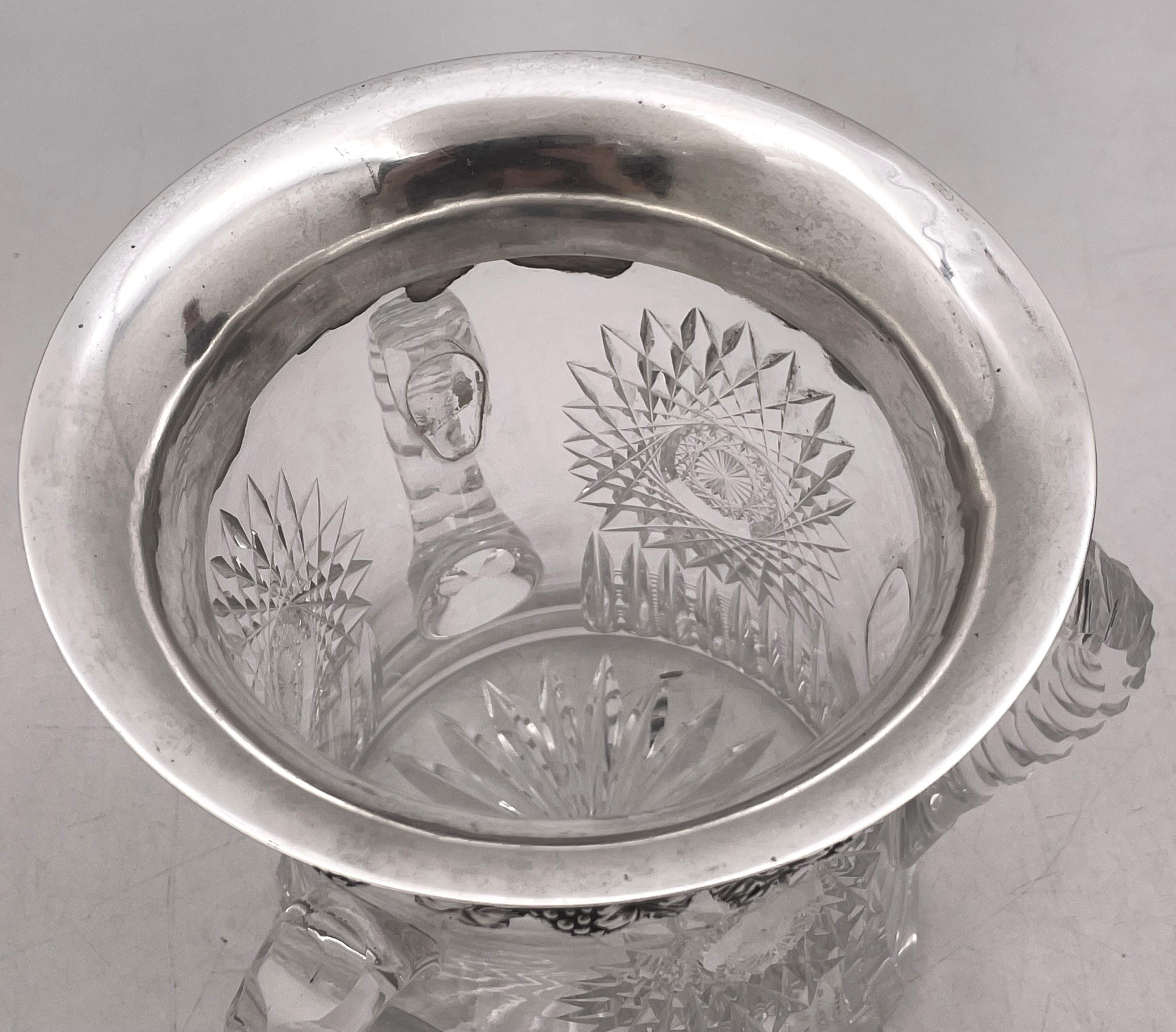 Sterling Silver &Cut Glass Art Nouveau Wine Cooler Loving Cup Early 20th Century For Sale 6