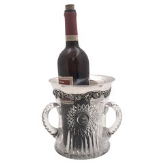Sterling Silver &Cut Glass Art Nouveau Wine Cooler Loving Cup Early 20th Century