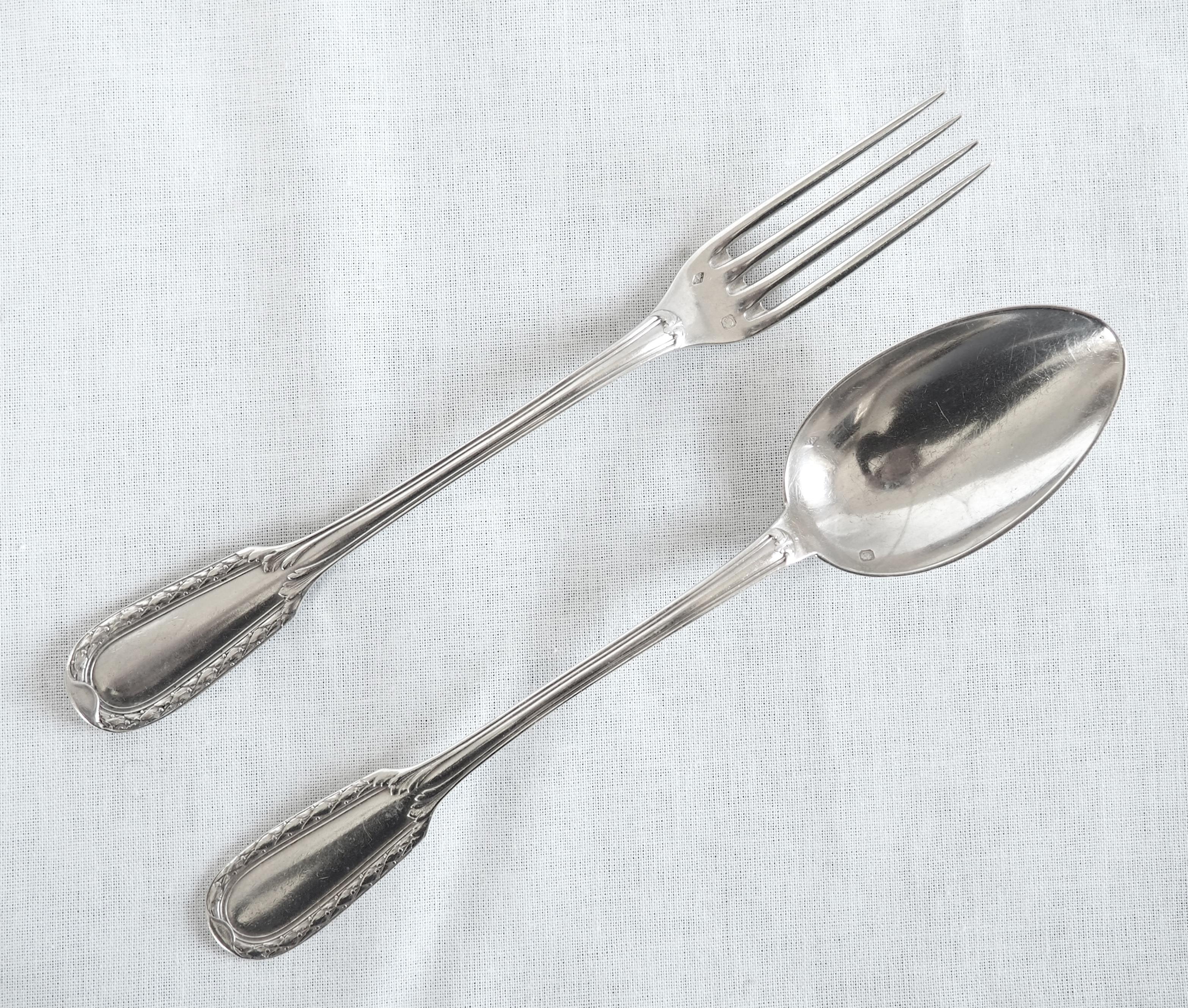 French Sterling silver cutlery set for a child by Puiforcat For Sale