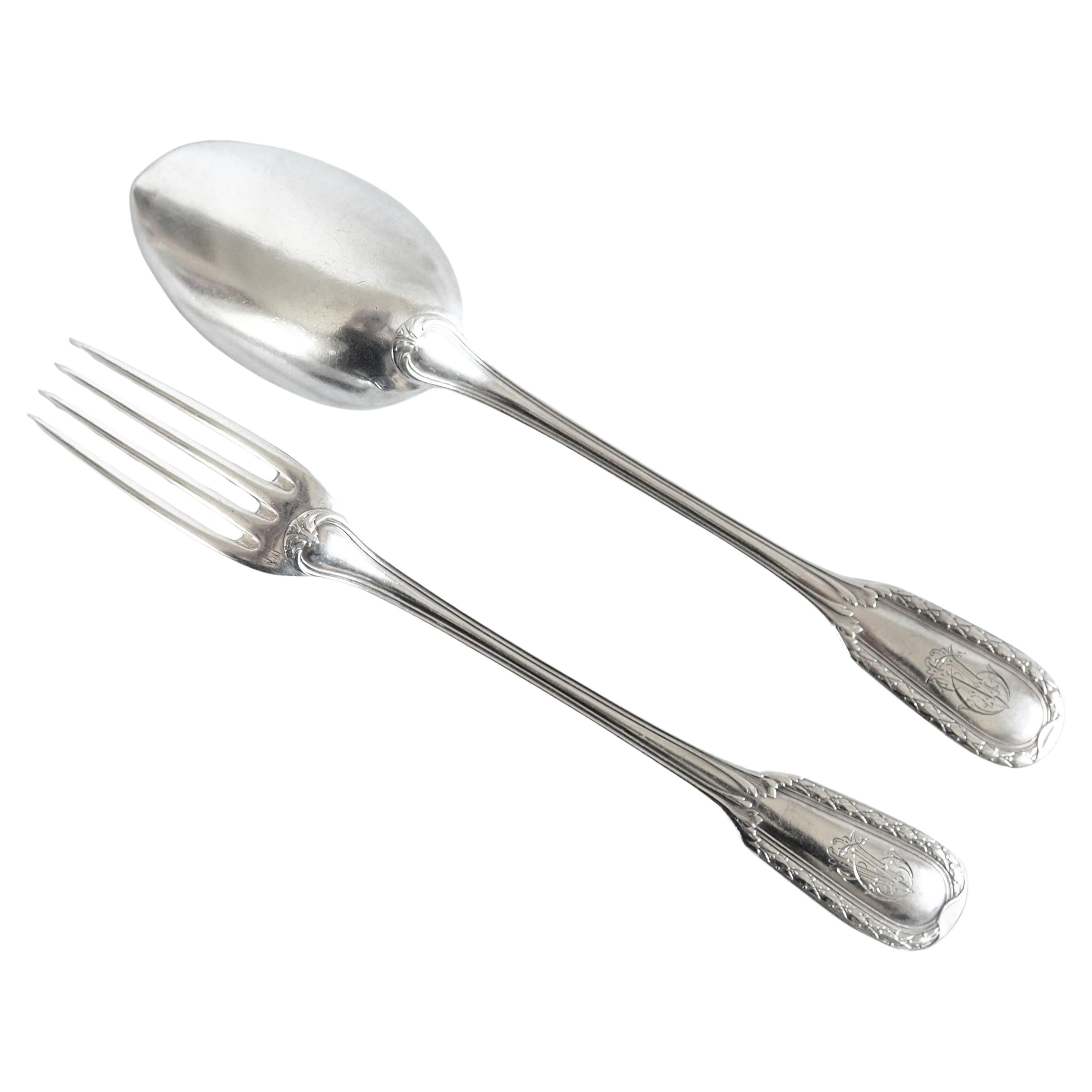 Sterling silver cutlery set for a child by Puiforcat For Sale