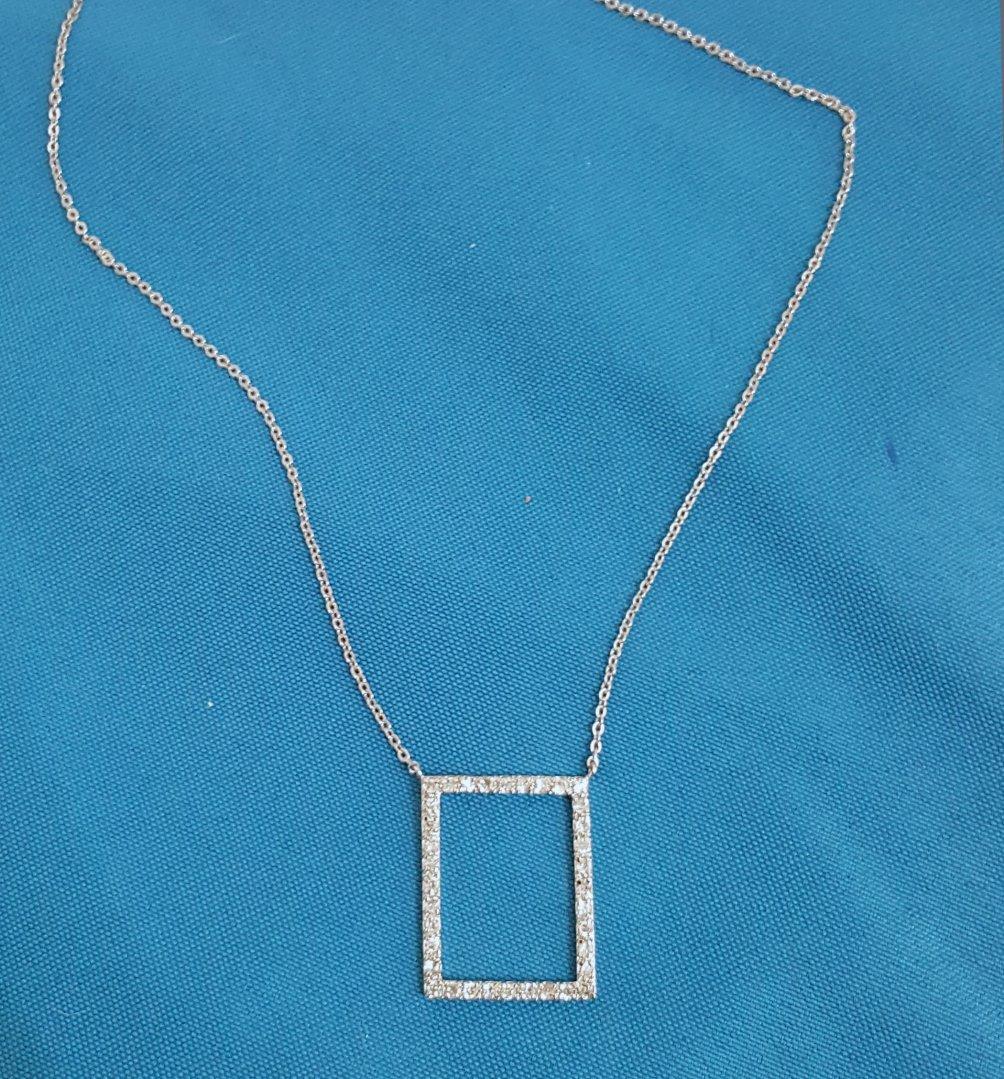 Sconosciuto Sterling Silver & CZ Pendant Necklace, Vintage, Stamped in vendita