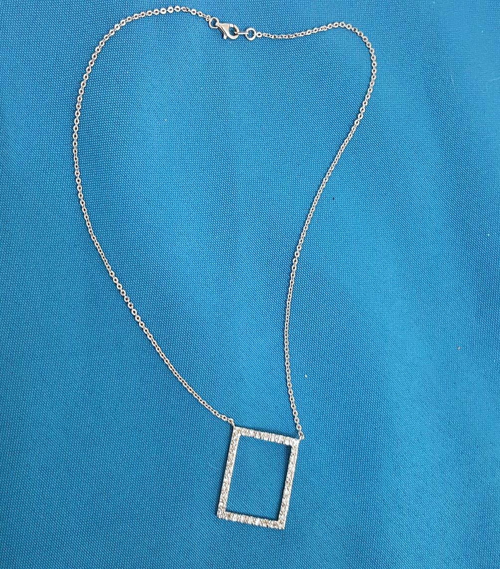 Sterling Silver & CZ Pendant Necklace, Vintage, Stamped in vendita 1