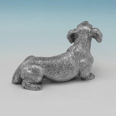 Sterling Silver Dachshund Sculpture by P.H. Vogel, London, 1993