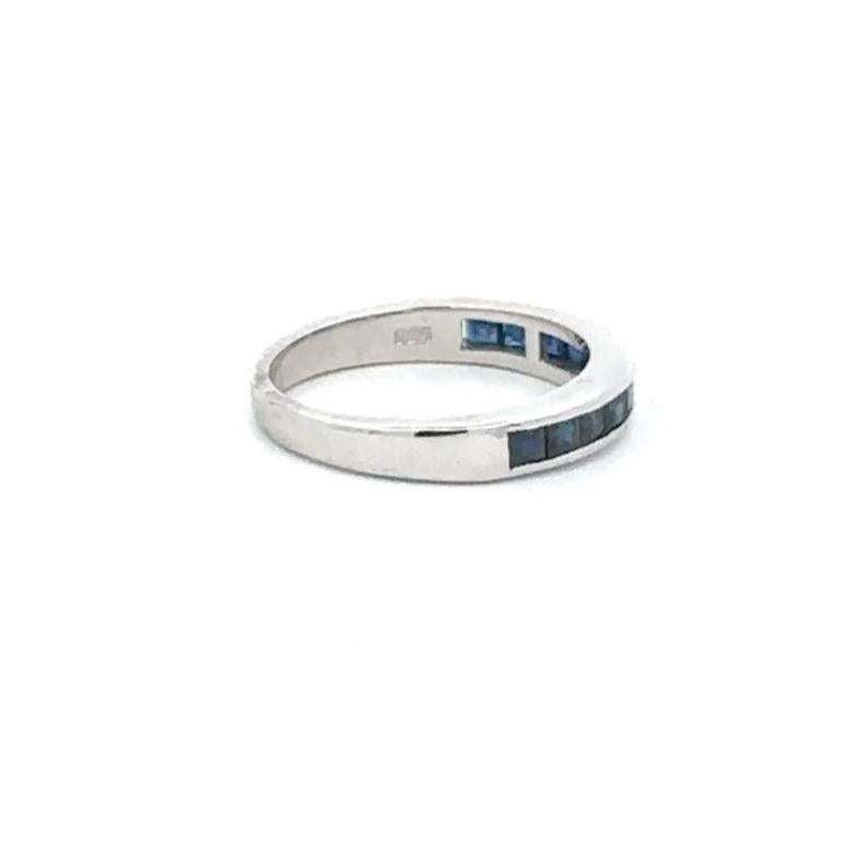 For Sale:  Dainty Blue Sapphire Half Eternity Band Ring in 925 Silver for Women Gift 3