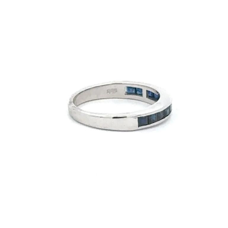 For Sale:  Sterling Silver Dainty Blue Sapphire Half Eternity Band Ring, Gift For Her 4