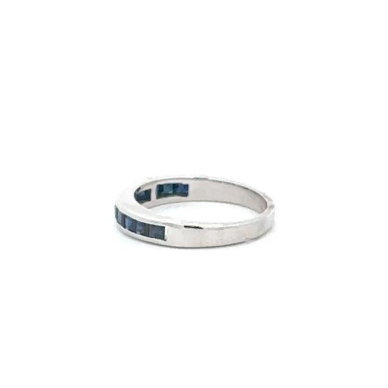 For Sale:  Dainty Blue Sapphire Half Eternity Band Ring in 925 Silver for Women Gift 5