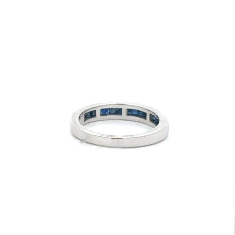 For Sale:  Dainty Blue Sapphire Half Eternity Band Ring in 925 Silver for Women Gift 7