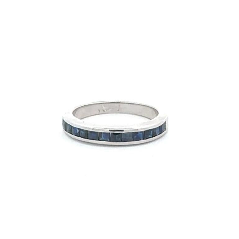 For Sale:  Sterling Silver Dainty Blue Sapphire Half Eternity Band Ring, Gift For Her 8