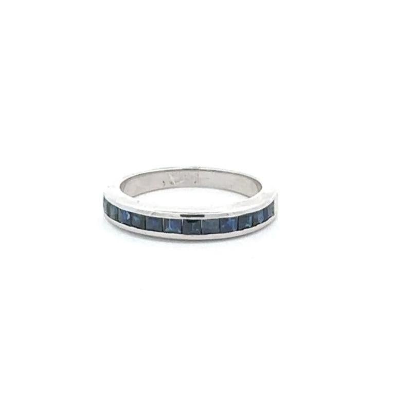 For Sale:  Dainty Blue Sapphire Half Eternity Band Ring in 925 Silver for Women Gift 8