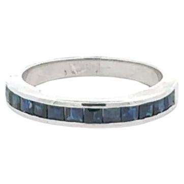 For Sale:  Sterling Silver Dainty Blue Sapphire Half Eternity Band Ring, Gift For Her
