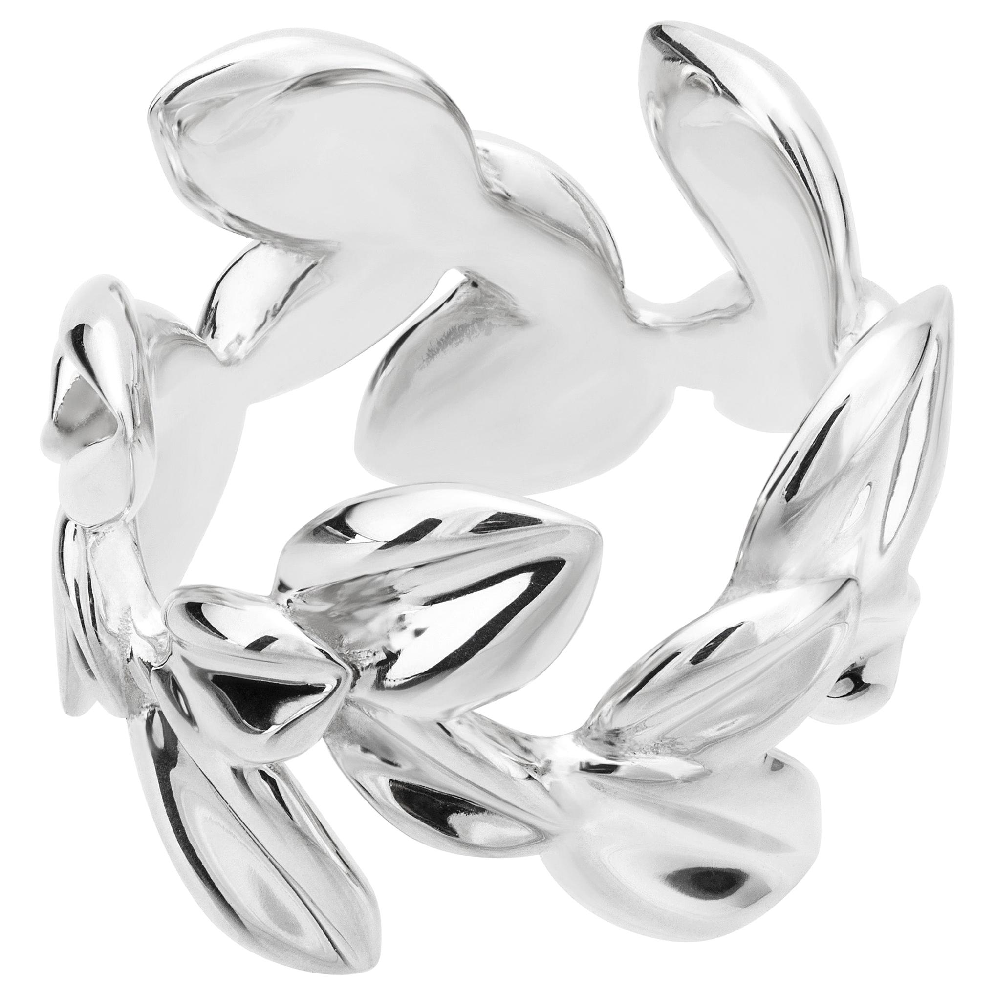 Sterling Silver Dalia Petals Ring, size 65 For Sale