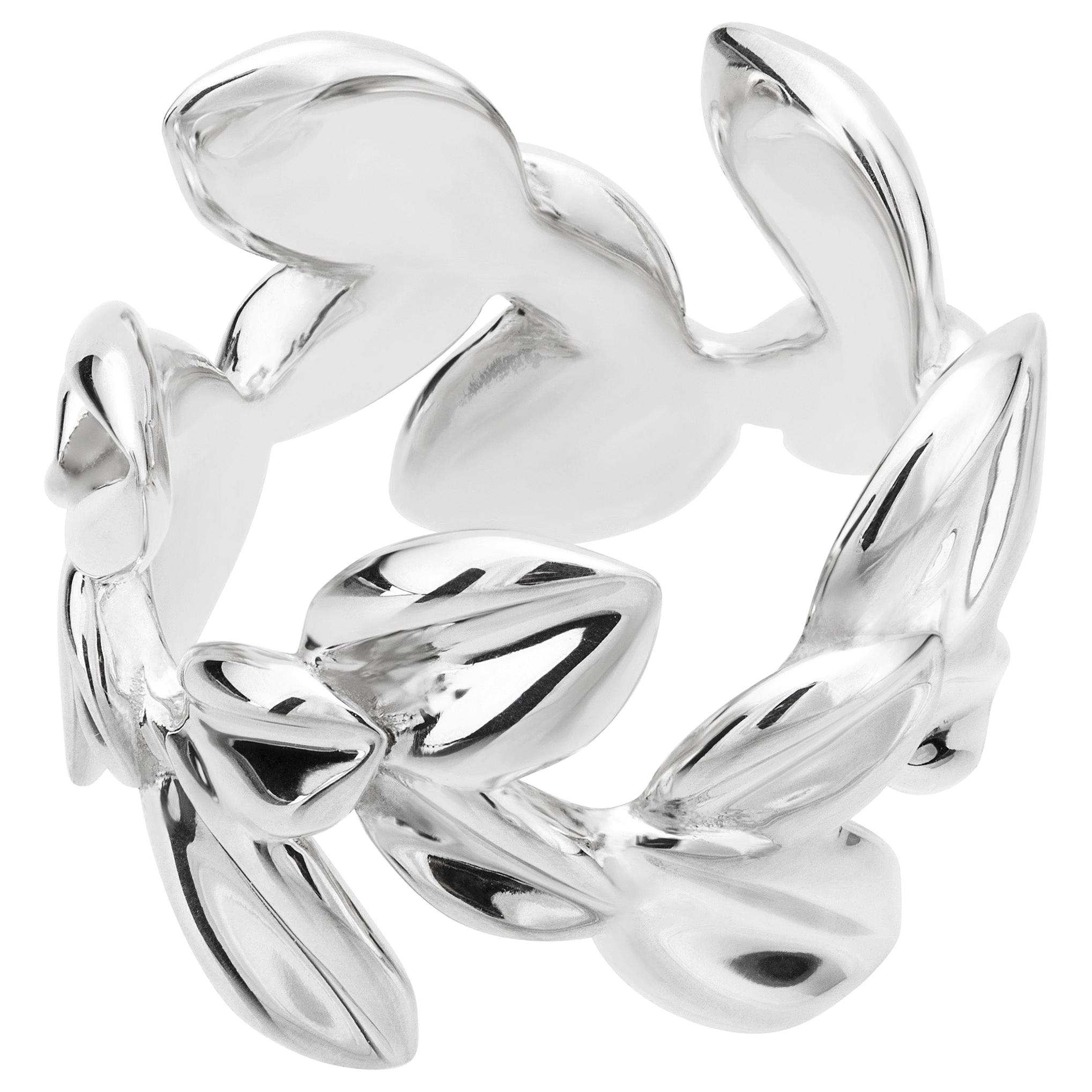 Sterling Silver Dalia Petals Ring, size 70 For Sale