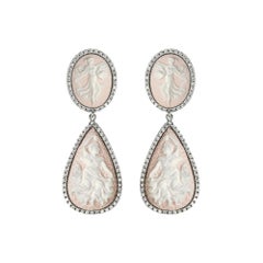 Sterling Silver Dancing Goddesses Cameo Earrings in Baby Blue