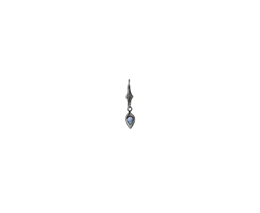 Sterling Silver Dangle Earrings W/ Pear Shaped Blue Moonstone and Diamond Accent For Sale 2