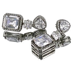 Sterling Silver Dangle Earrings with Cubic Zirconia & Crystal Stones